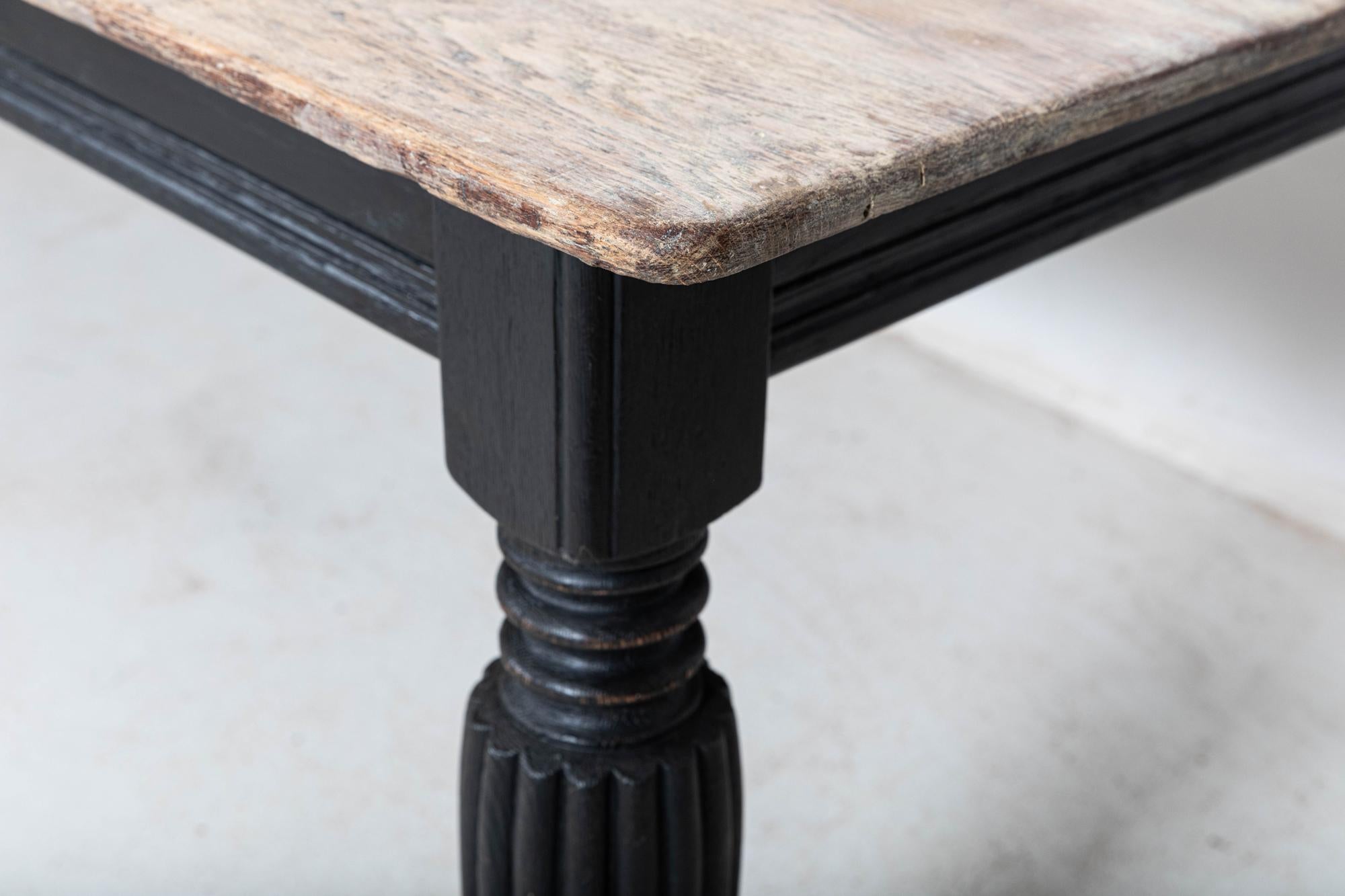 Large English Ebonised Oak Dining Table 3