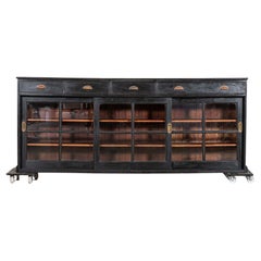 Large English Ebonised Pine Glazed Counter/Base