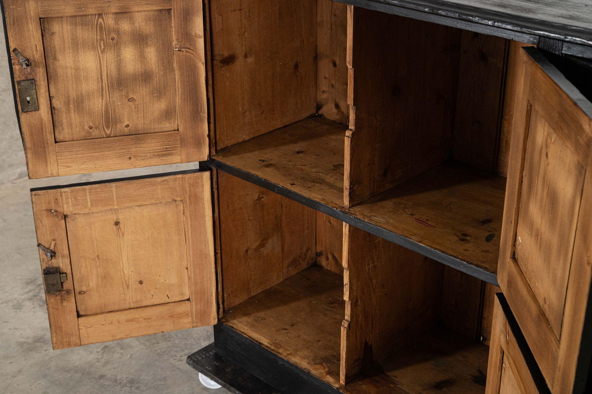 Large English Ebonised Pine Locker Cabinet For Sale 5