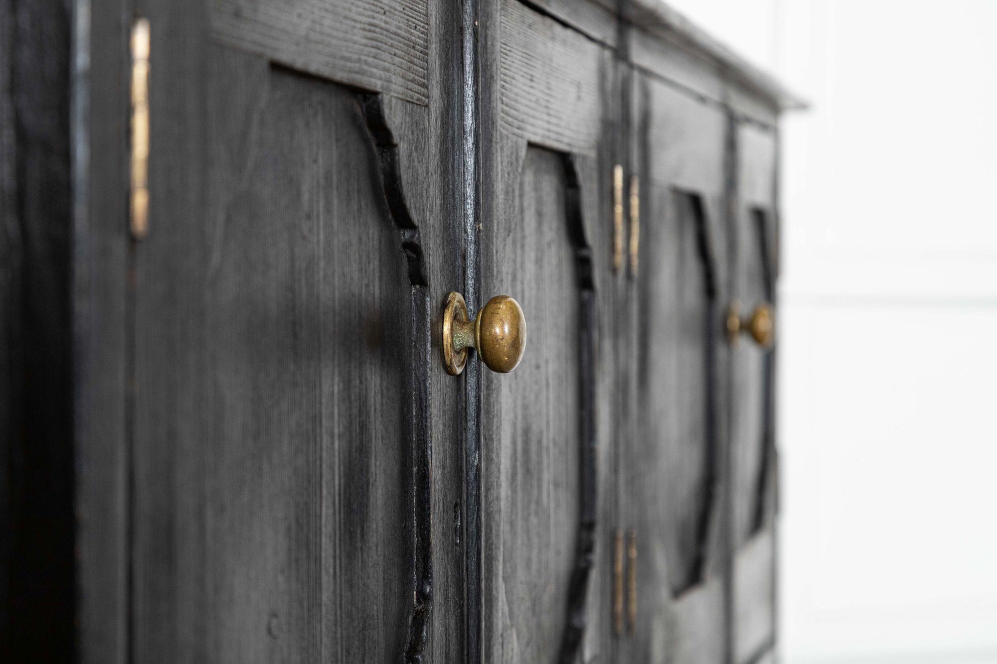 Large English Ebonised Pine Locker Cabinet For Sale 6