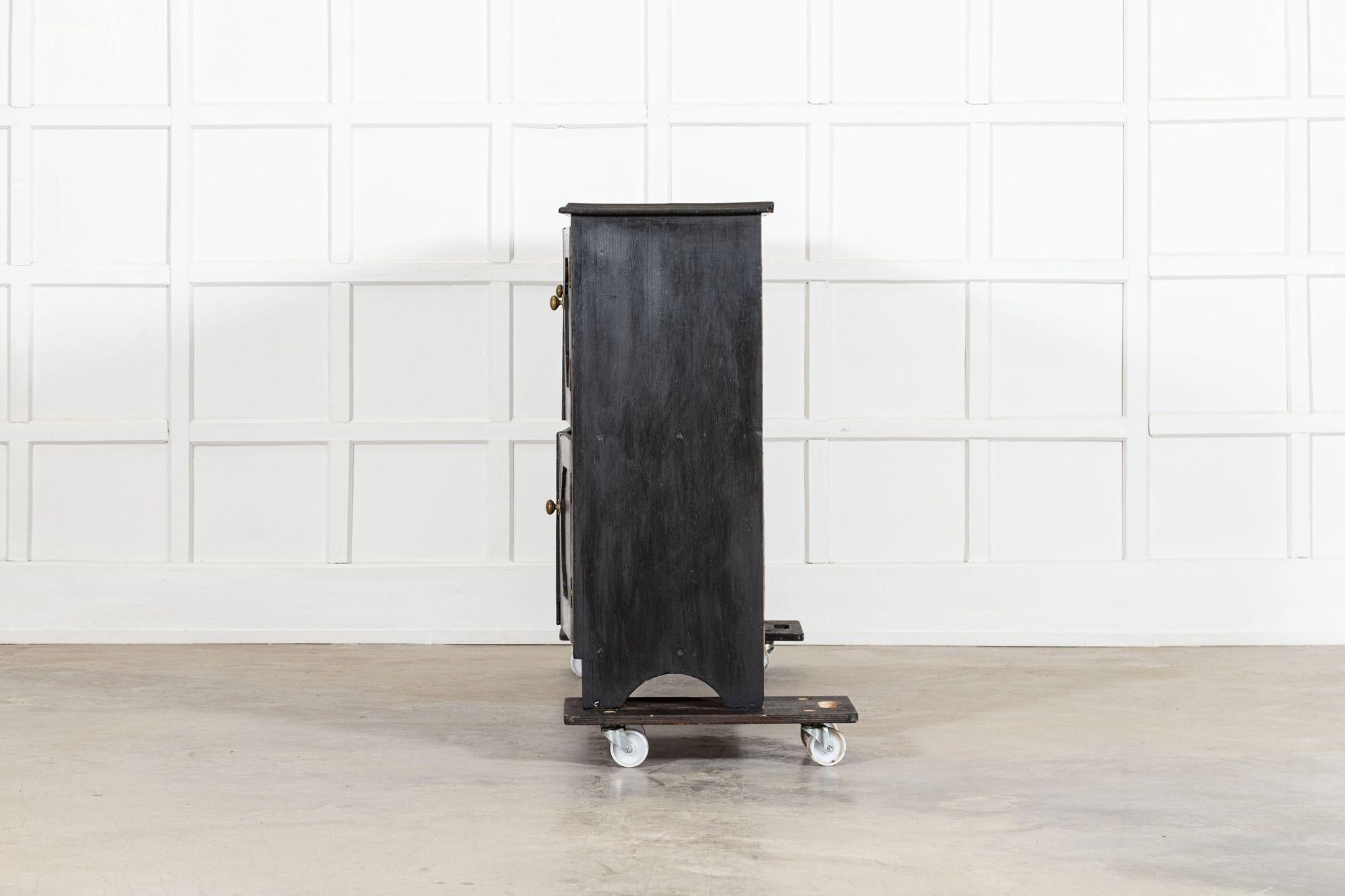 Large English Ebonised Pine Locker Cabinet For Sale 2