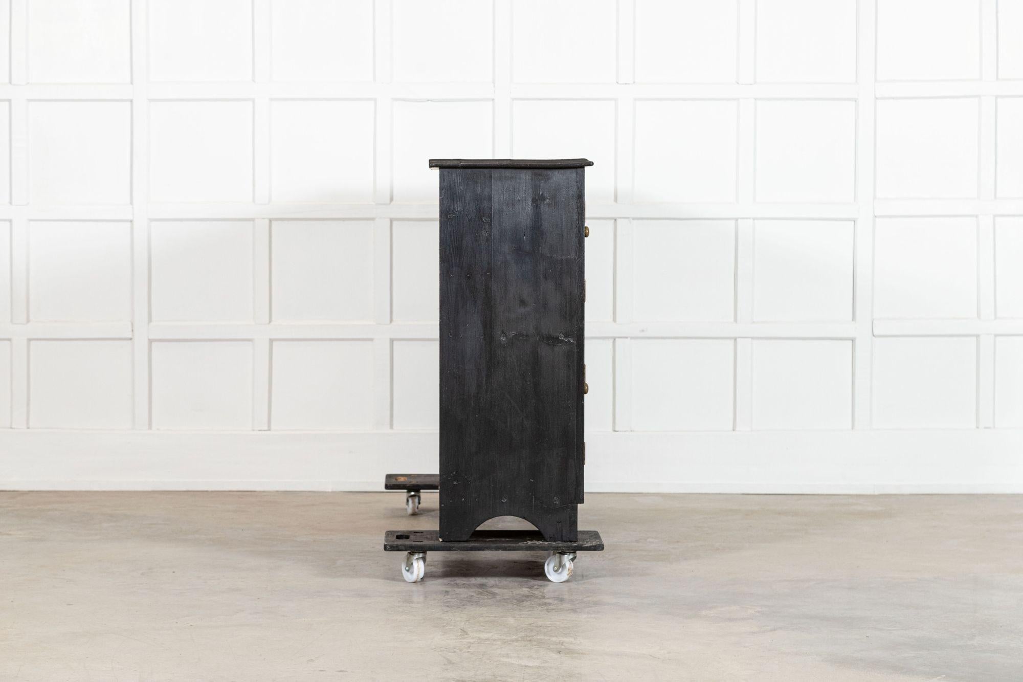 Large English Ebonised Pine Locker Cabinet For Sale 3