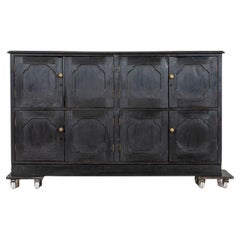 Large English Ebonised Pine Locker Cabinet