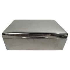Large English Edwardian Modern Sterling Silver Box