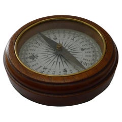 Large English Edwardian Wooden Desk Compass c.1910