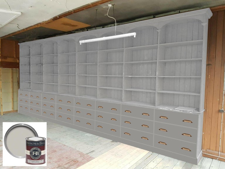 Large English Exceptional Wall of Original Shop Fittings For Sale at 1stDibs