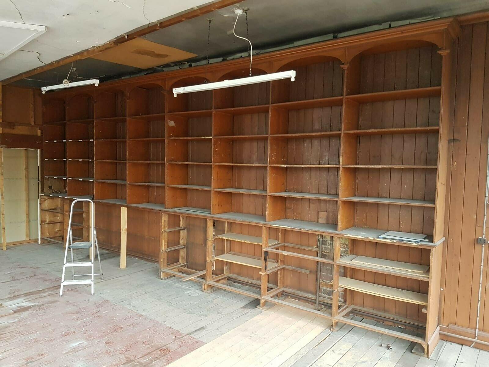 Large English Exceptional Wall of Original Shop Fittings For Sale at