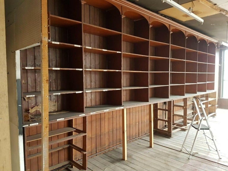 Large English Exceptional Wall of Original Shop Fittings For Sale at