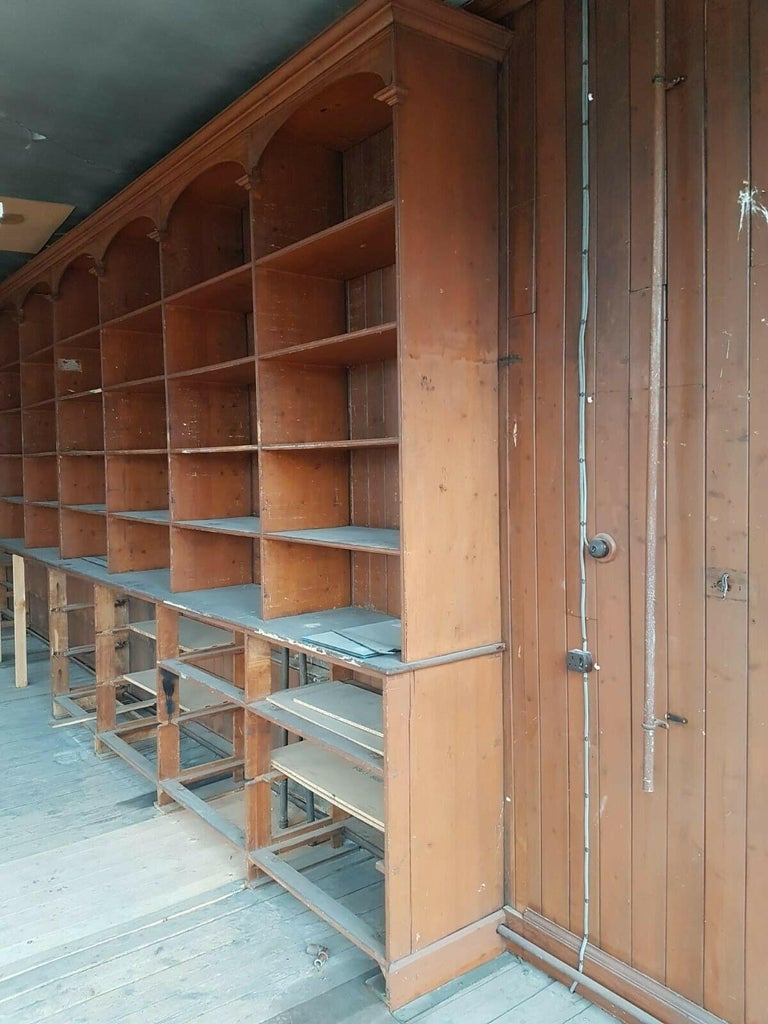 Large English Exceptional Wall of Original Shop Fittings For Sale at