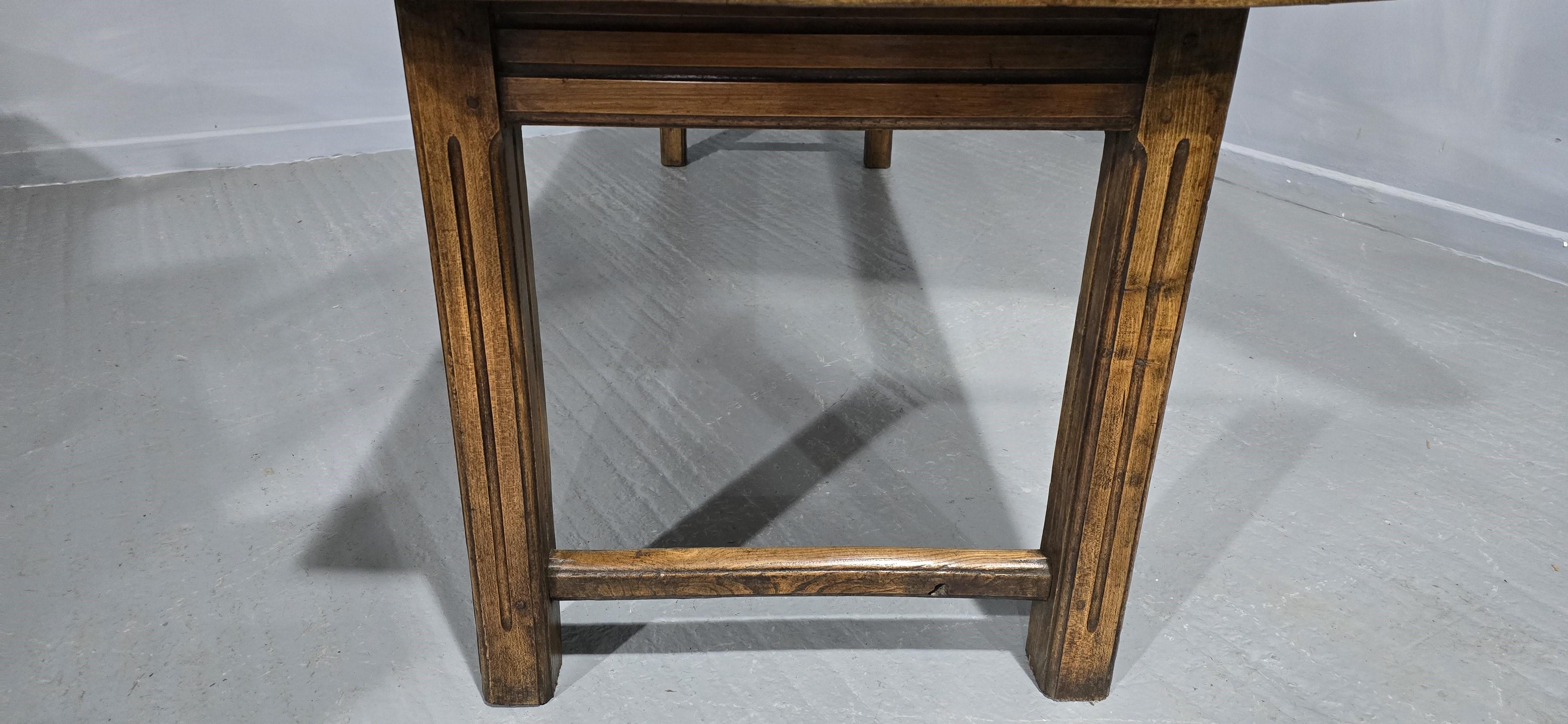 Large English Farmhouse Refrectory Kitchen Dining Table For Sale 5
