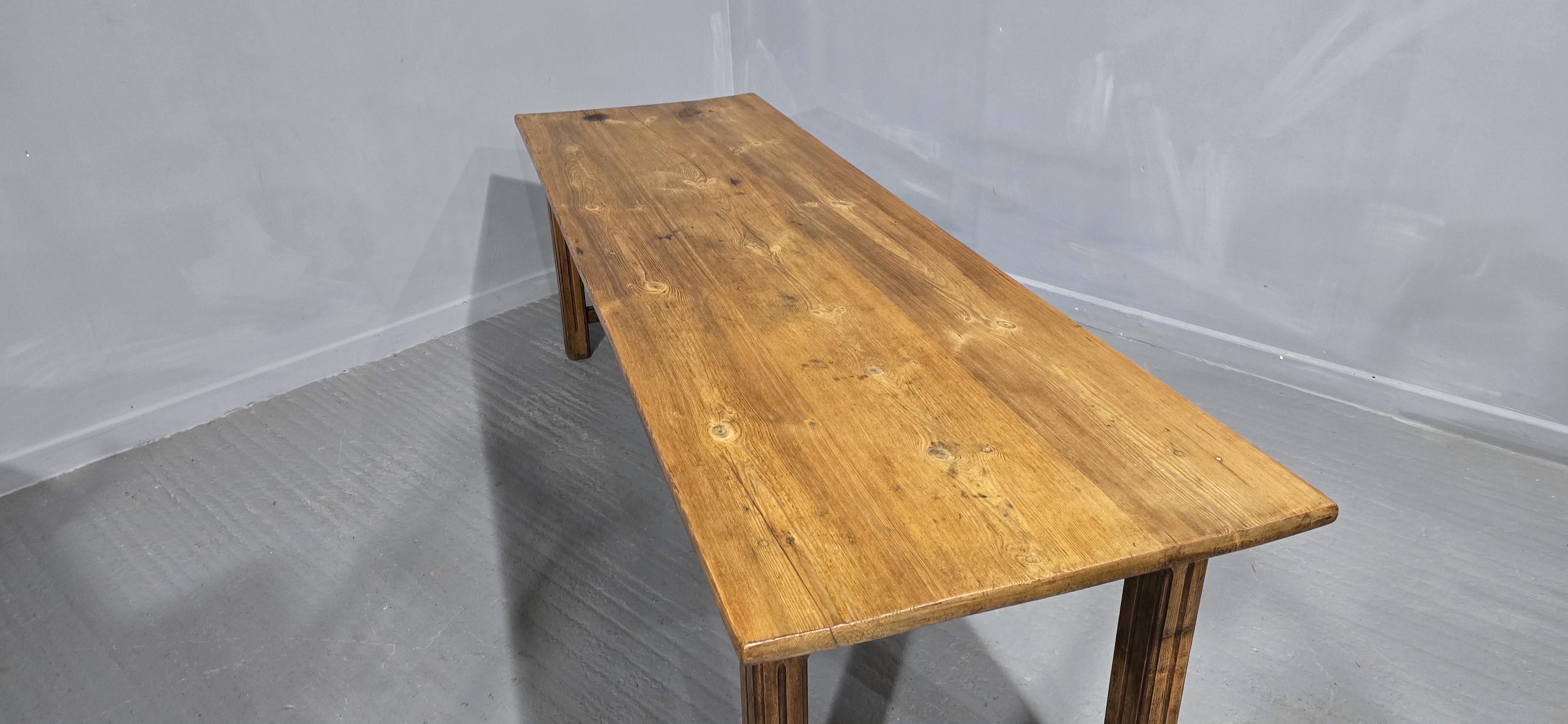 Large English Farmhouse Refrectory Kitchen Dining Table For Sale 6