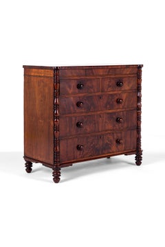 Large English Flamed Mahogany Chest of Drawers