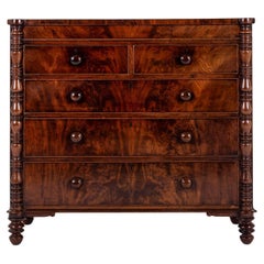 Large English Flamed Mahogany Chest of Drawers