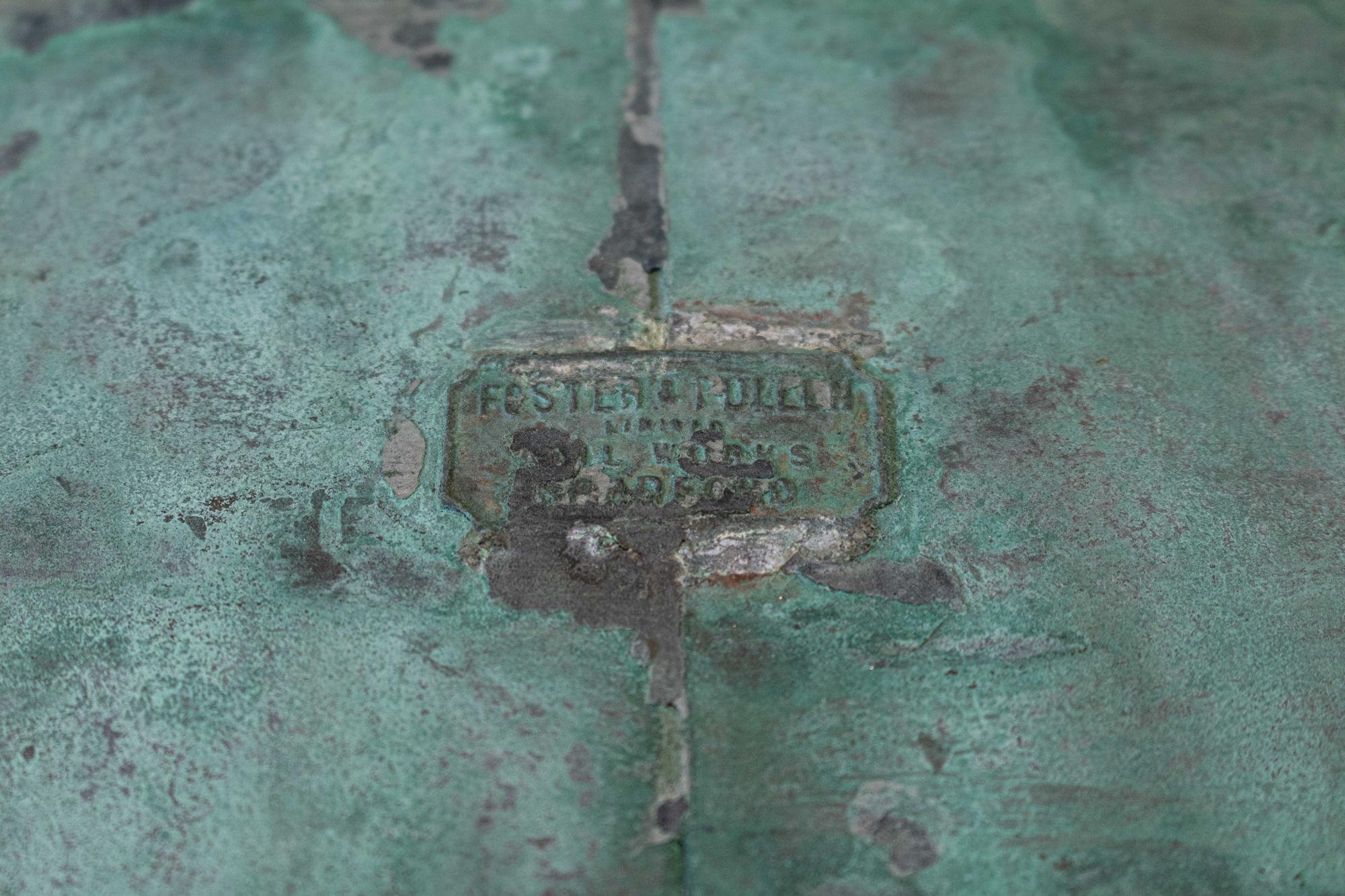 Victorian Large English Foster & Pullen Verdigris Copper Lantern