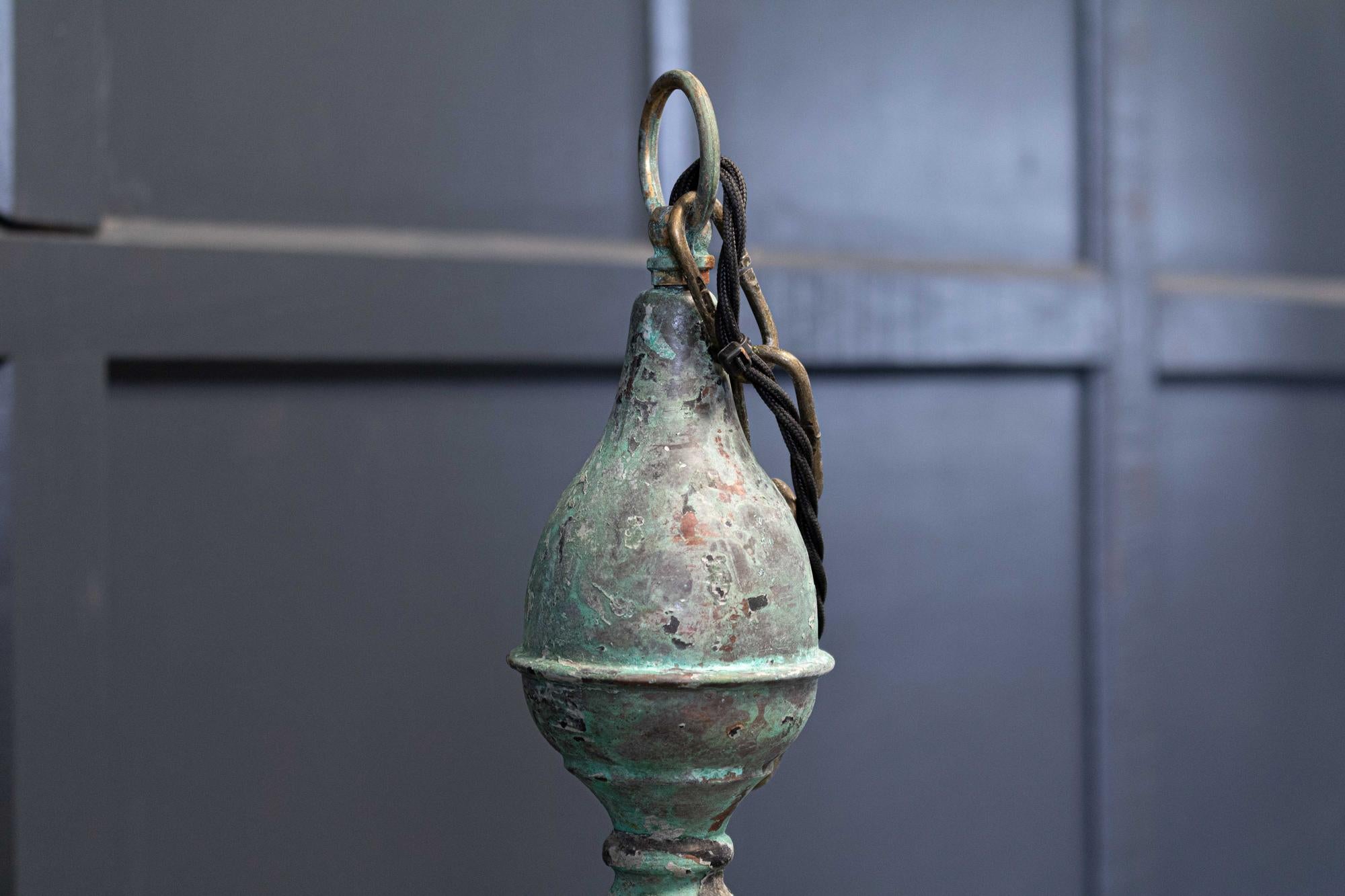 Large English Foster & Pullen Verdigris Copper Lantern 1