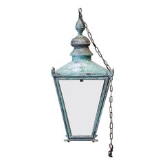 Large English Foster & Pullen Verdigris Copper Lantern