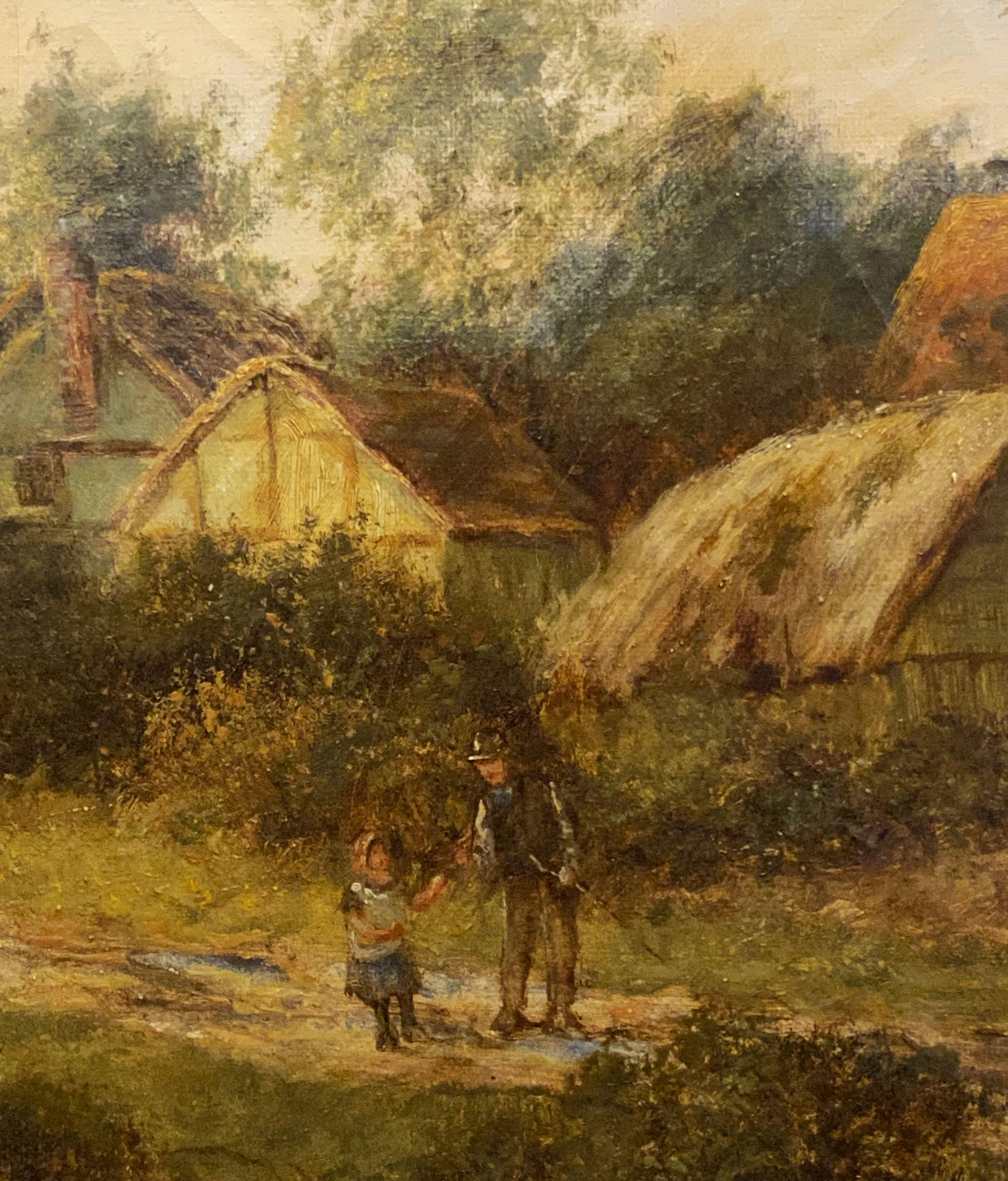 Large English Framed Oil Painting, Circa 1908, Country Landscape by A. Watts 6