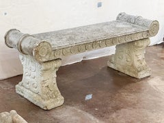 Large English Garden Stone Bench Seat in the Classical Style