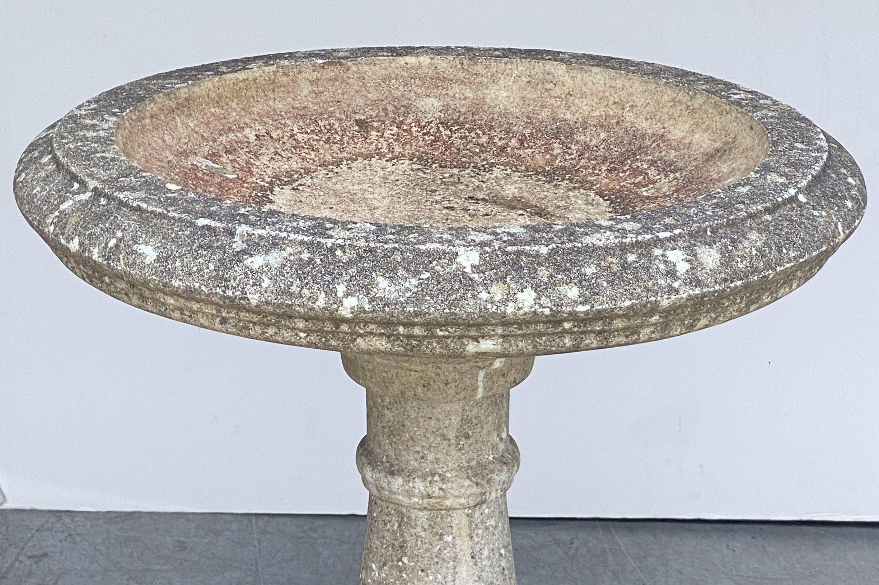 20th Century Large English Garden Stone Bird Bath