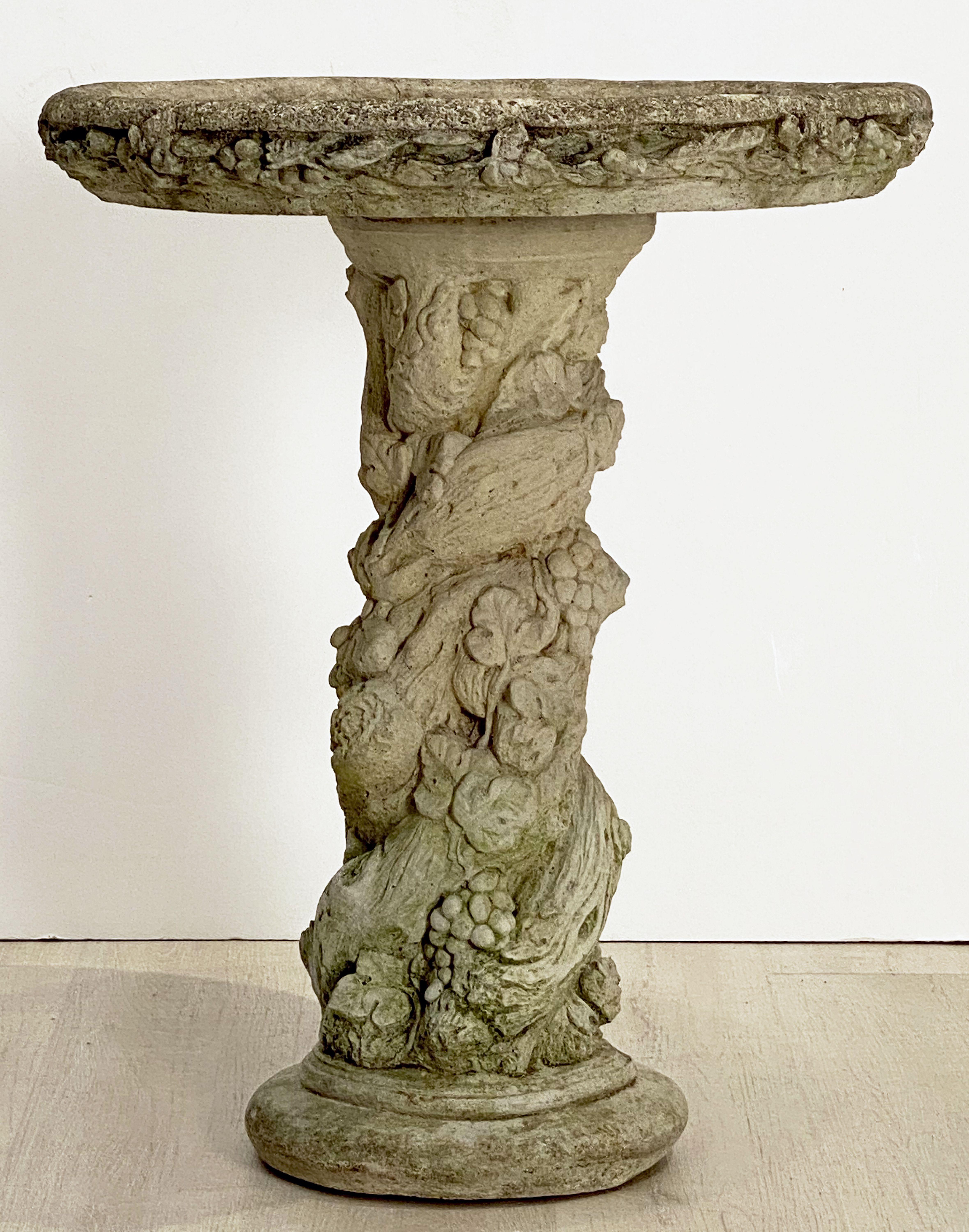 Large English Garden Stone Bird Bath with Faux Bois Relief 6