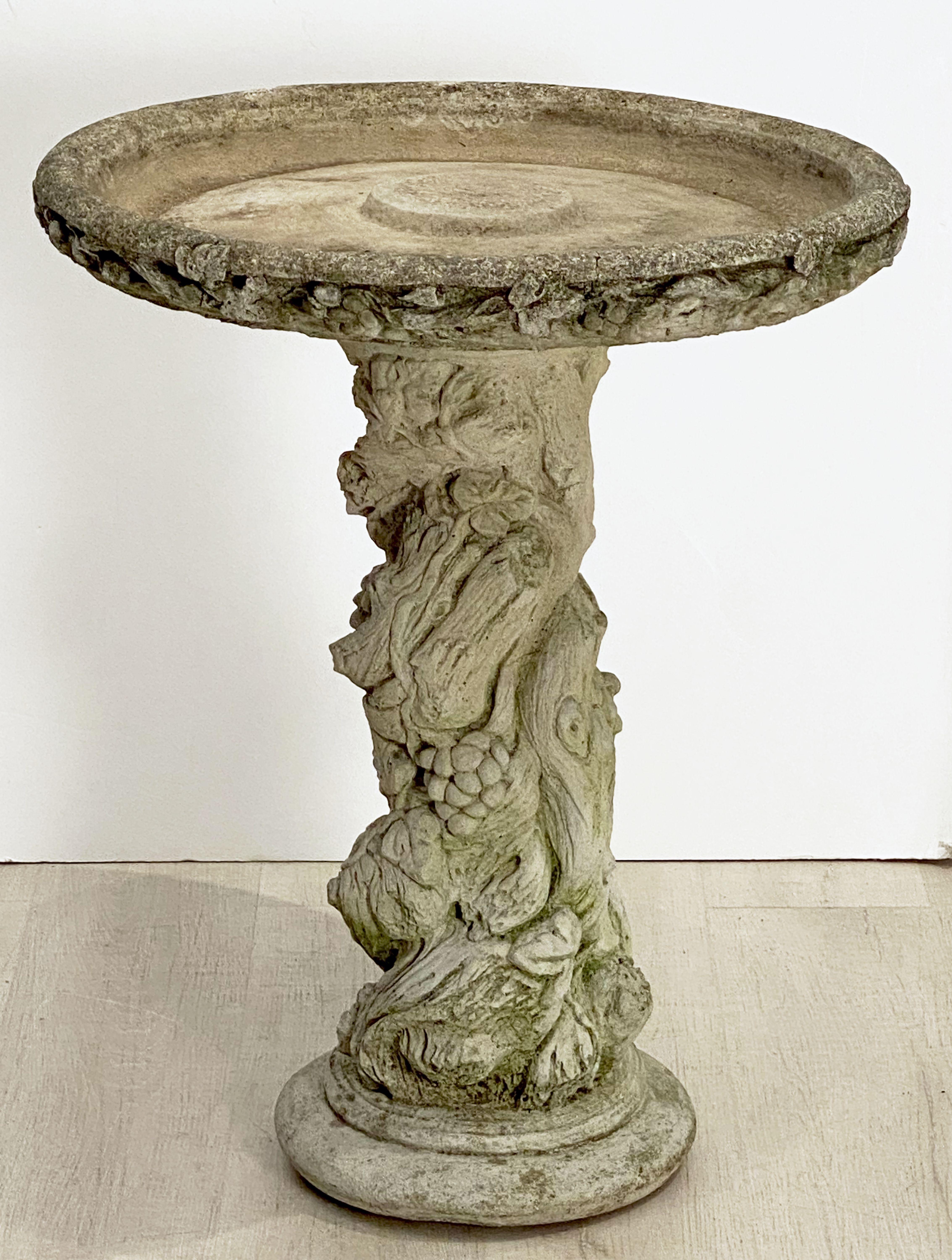 Large English Garden Stone Bird Bath with Faux Bois Relief 9