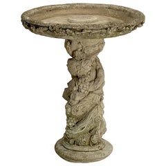 Large English Garden Stone Bird Bath with Faux Bois Relief