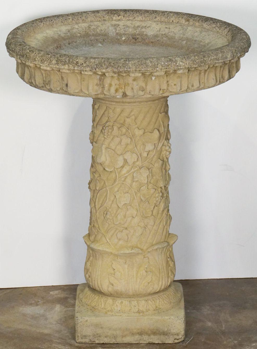  Large English Garden Stone Bird Bath with Faux Ivy Relief 6