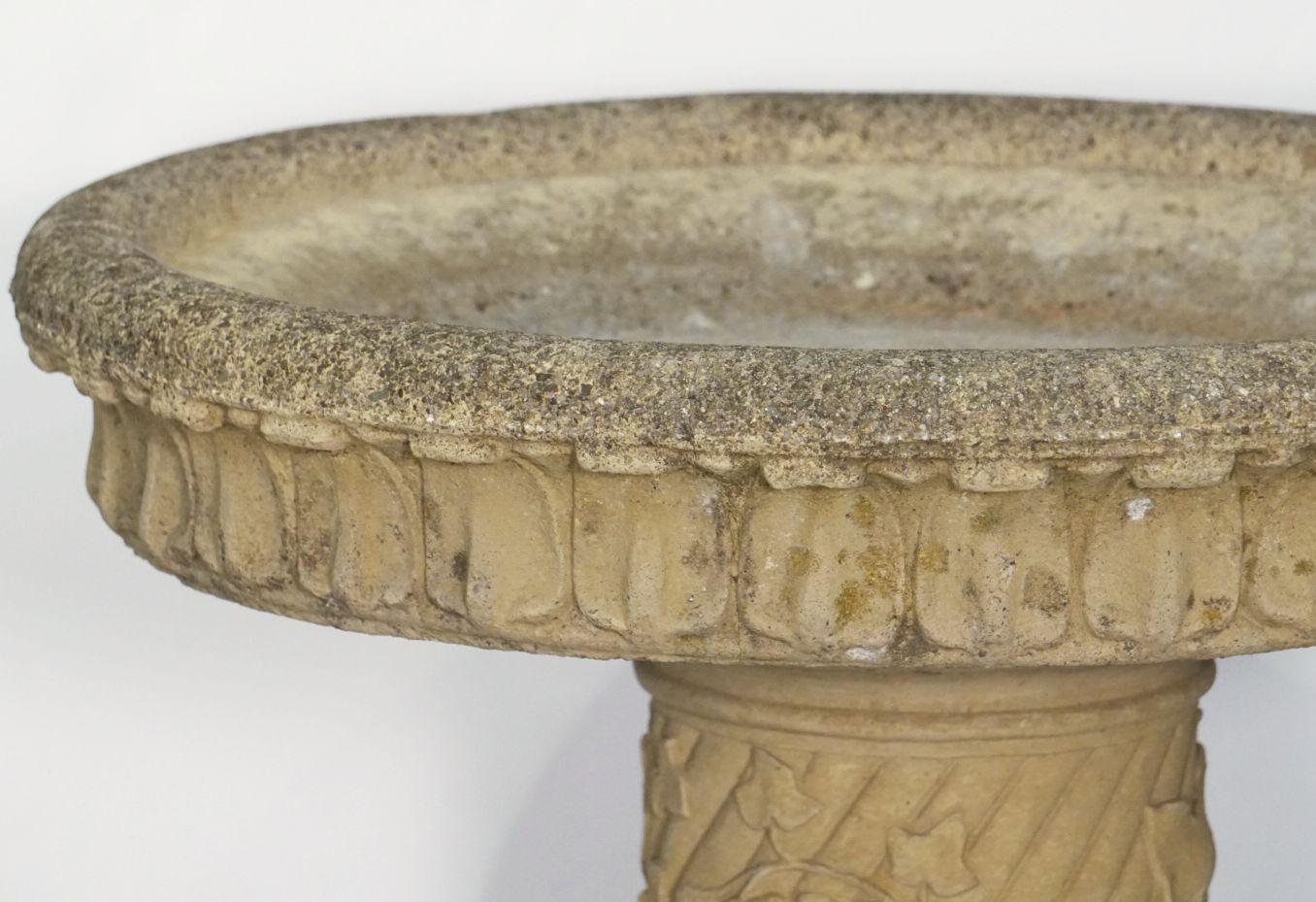 Large English Garden Stone Bird Bath with Faux Ivy Relief 7
