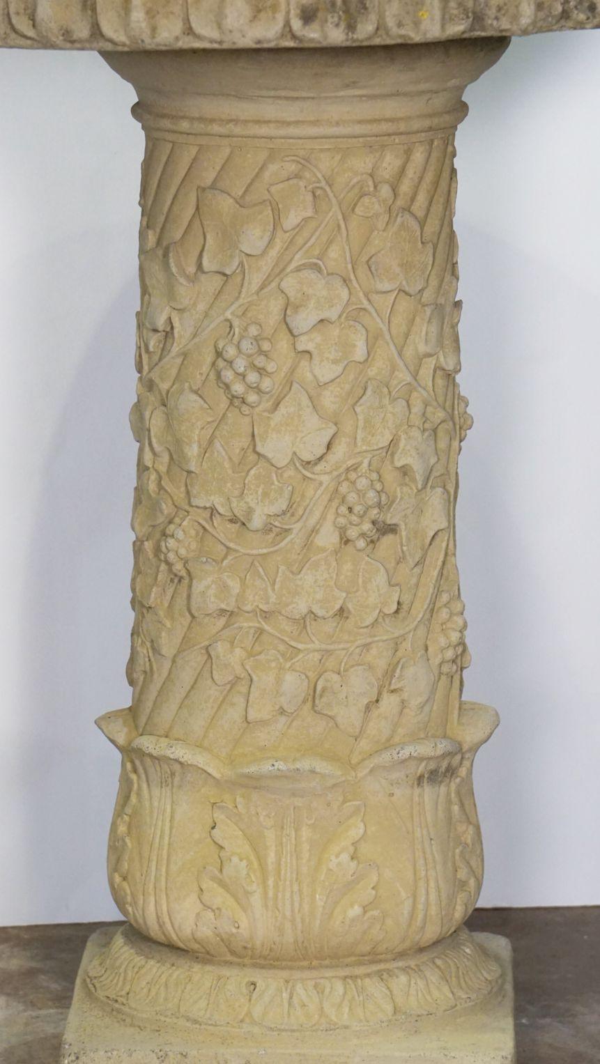 Large English Garden Stone Bird Bath with Faux Ivy Relief 3