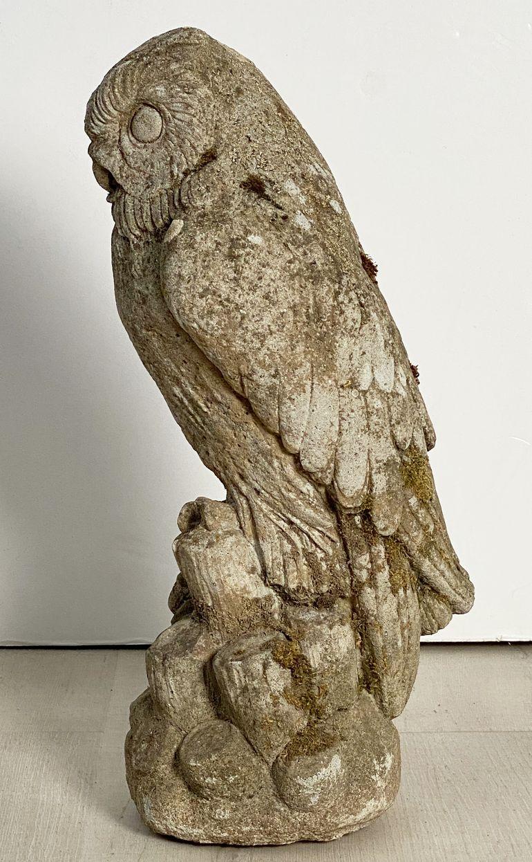 20th Century Large English Garden Stone Owl
