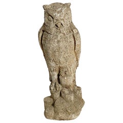 Vintage Large English Garden Stone Owl