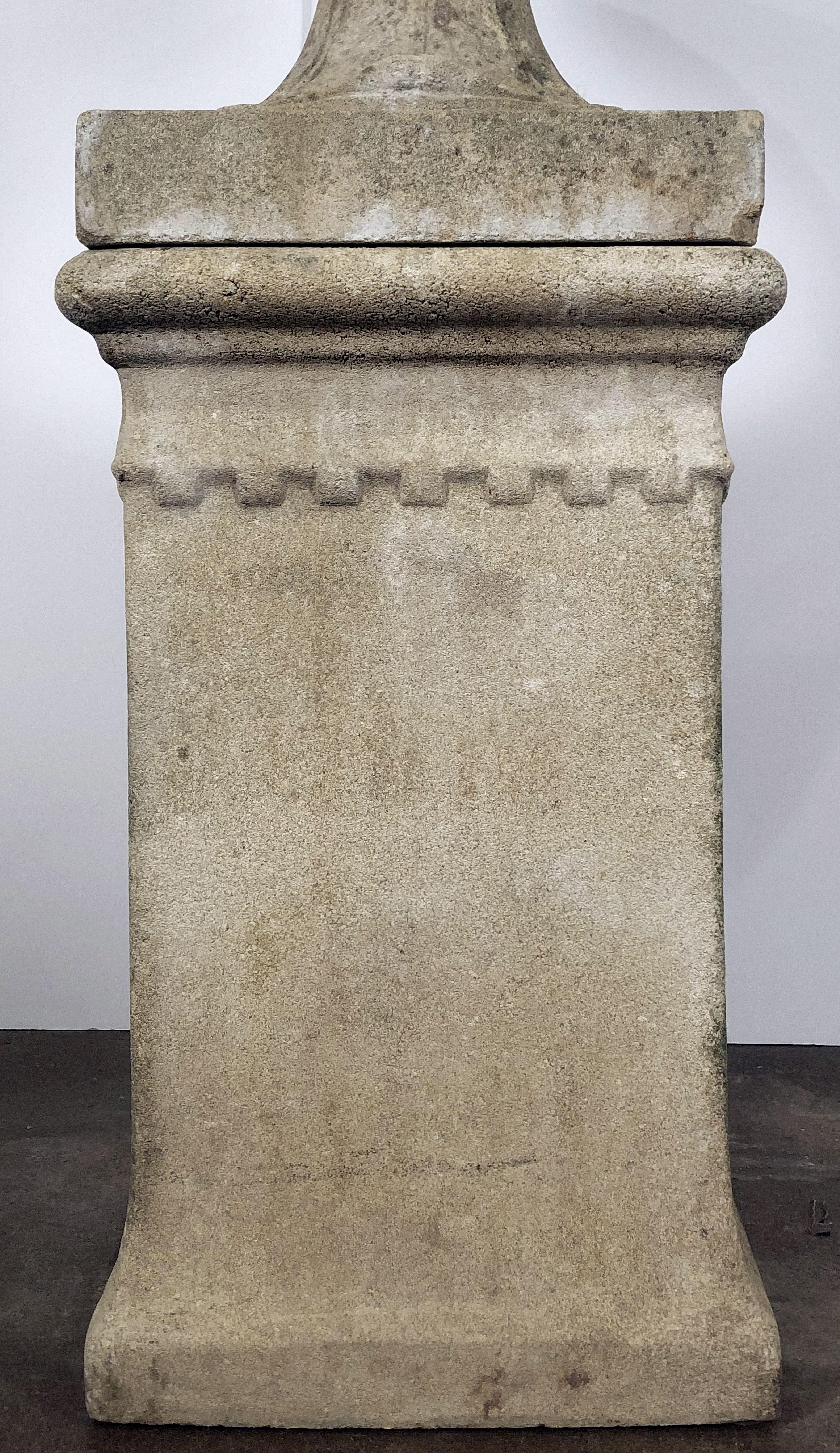 Large English Garden Stone Urn or Planter Pot on Plinth or Pedestal 2
