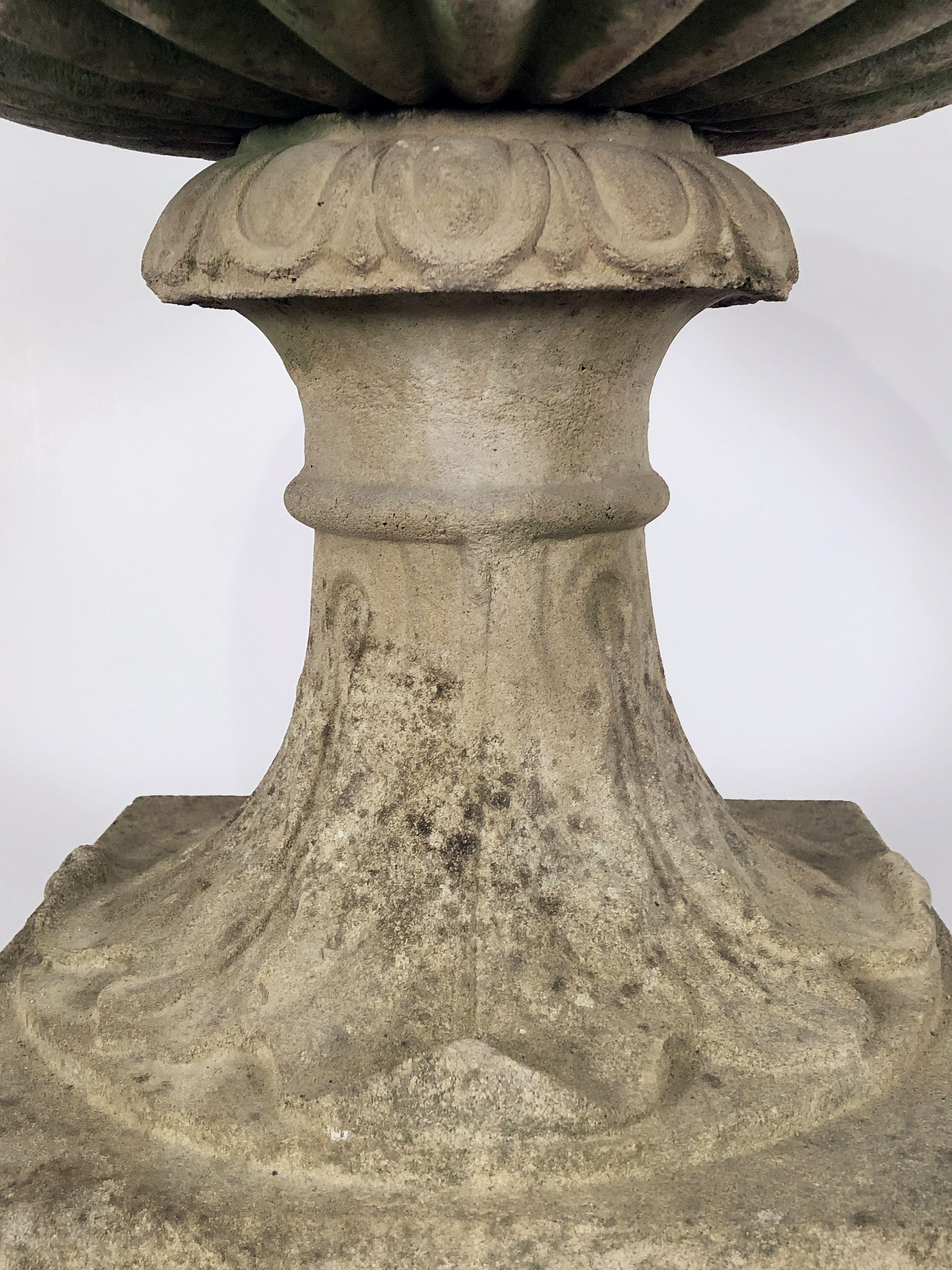 Large English Garden Stone Urn or Planter Pot on Plinth or Pedestal 9