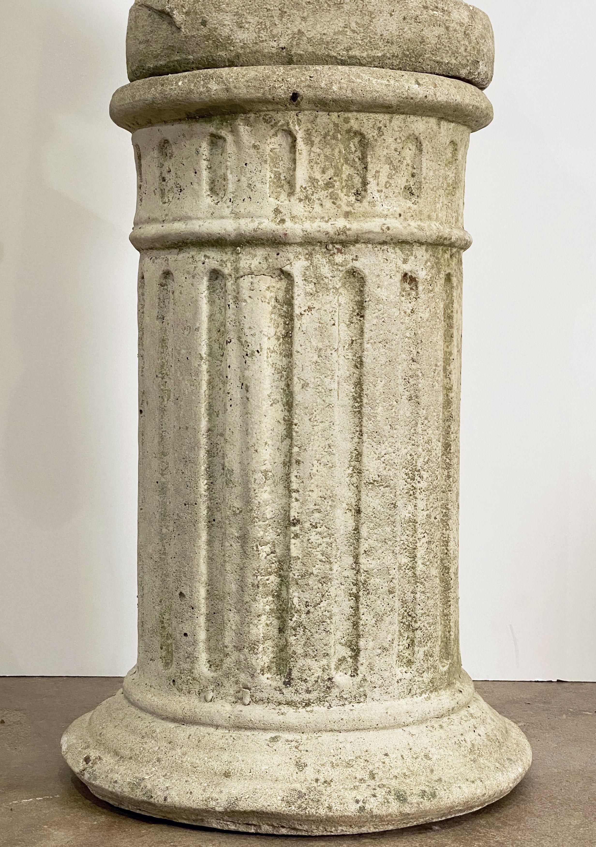 Large English Garden Stone Statue of a Maiden on Column Pedestal (H 59 1/4) 12