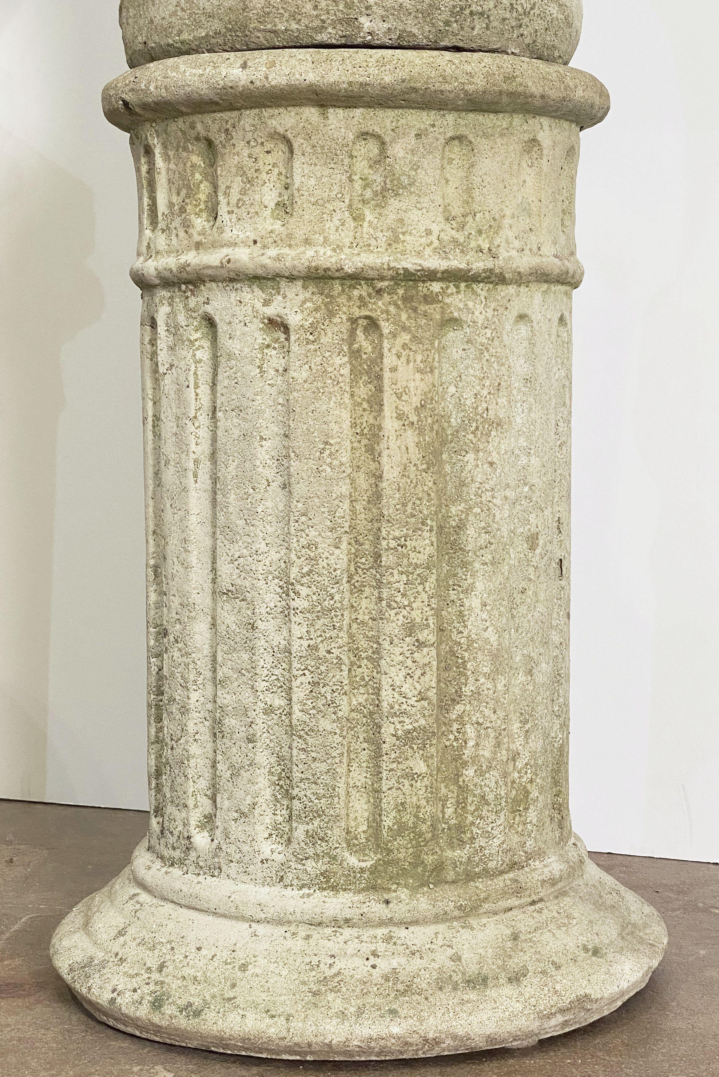 Large English Garden Stone Statue of a Maiden on Column Pedestal (H 59 1/4) 2