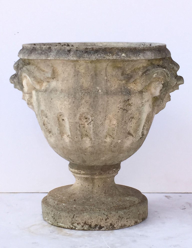 Large English Garden Stone Urn Or Planter On Raised Base For Stone Urn Or Planter On Raised Base