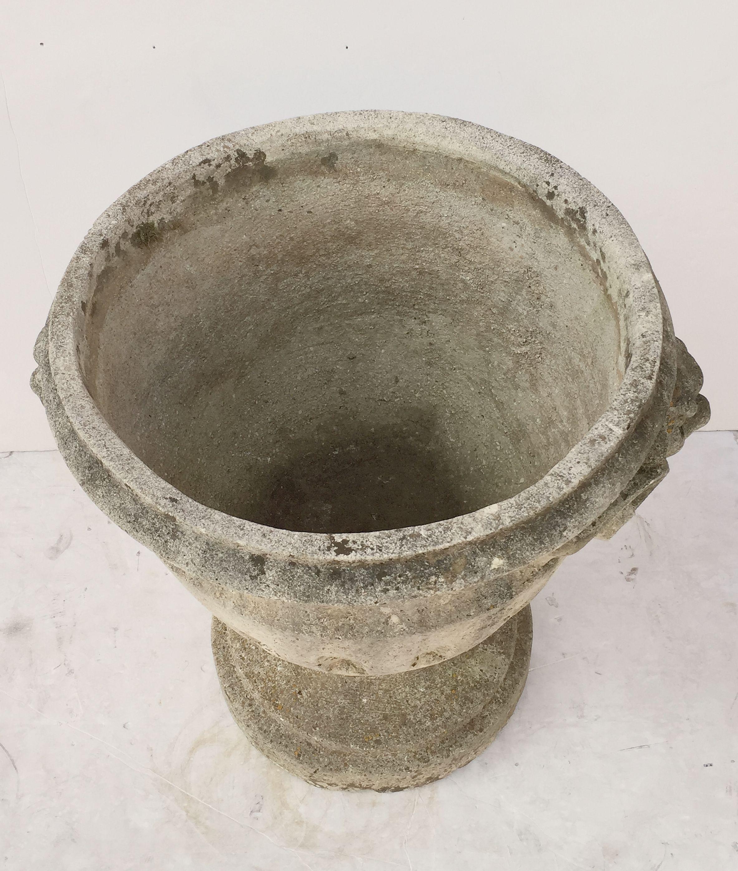 Cast Stone Large English Garden Stone Urn or Planter Pot on Raised Base