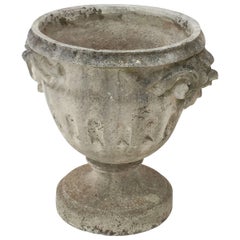 Large English Garden Stone Urn or Planter Pot on Raised Base