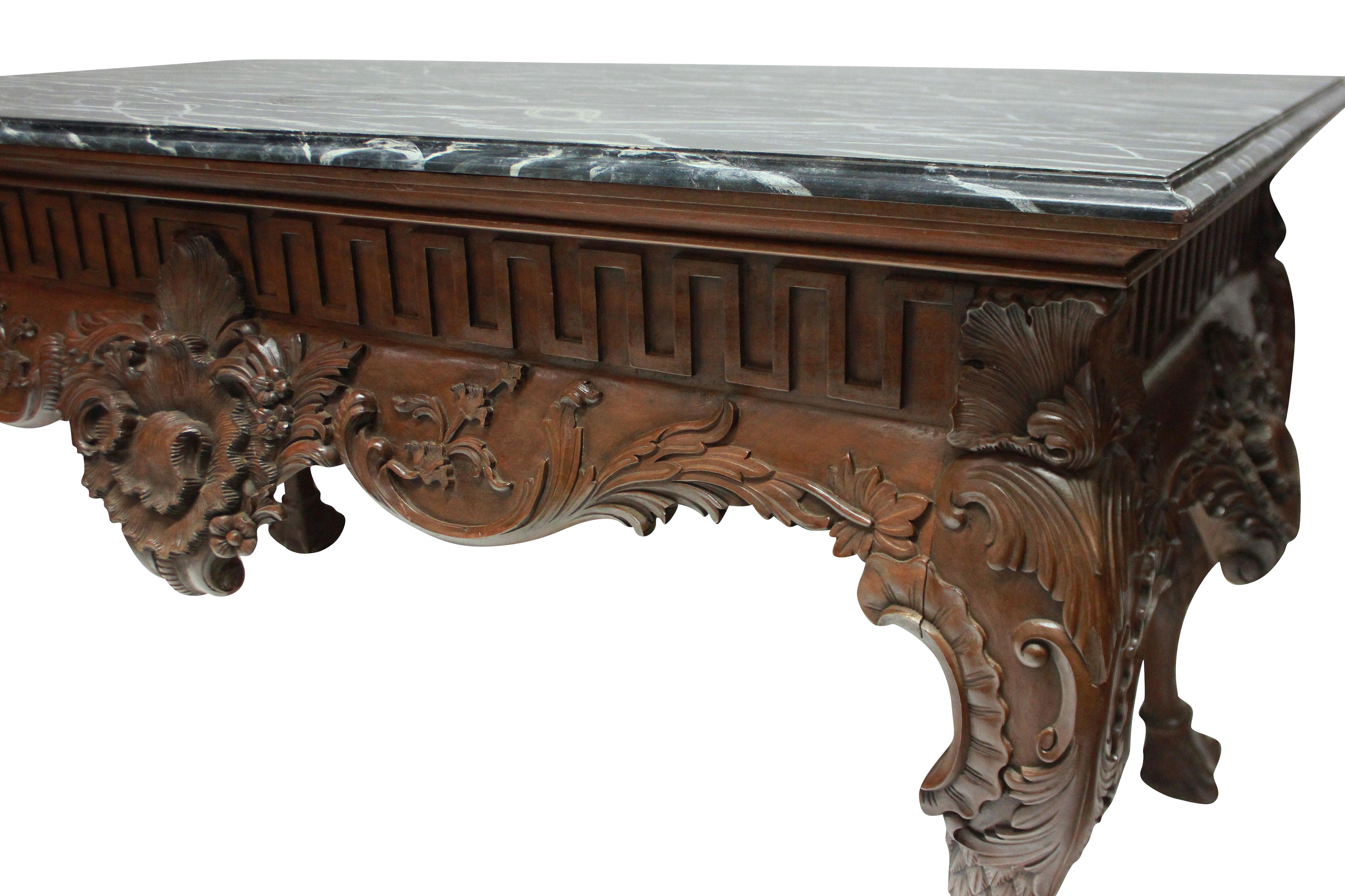 Mid-20th Century Large English George II Style Carved Mahogany Centre Table For Sale