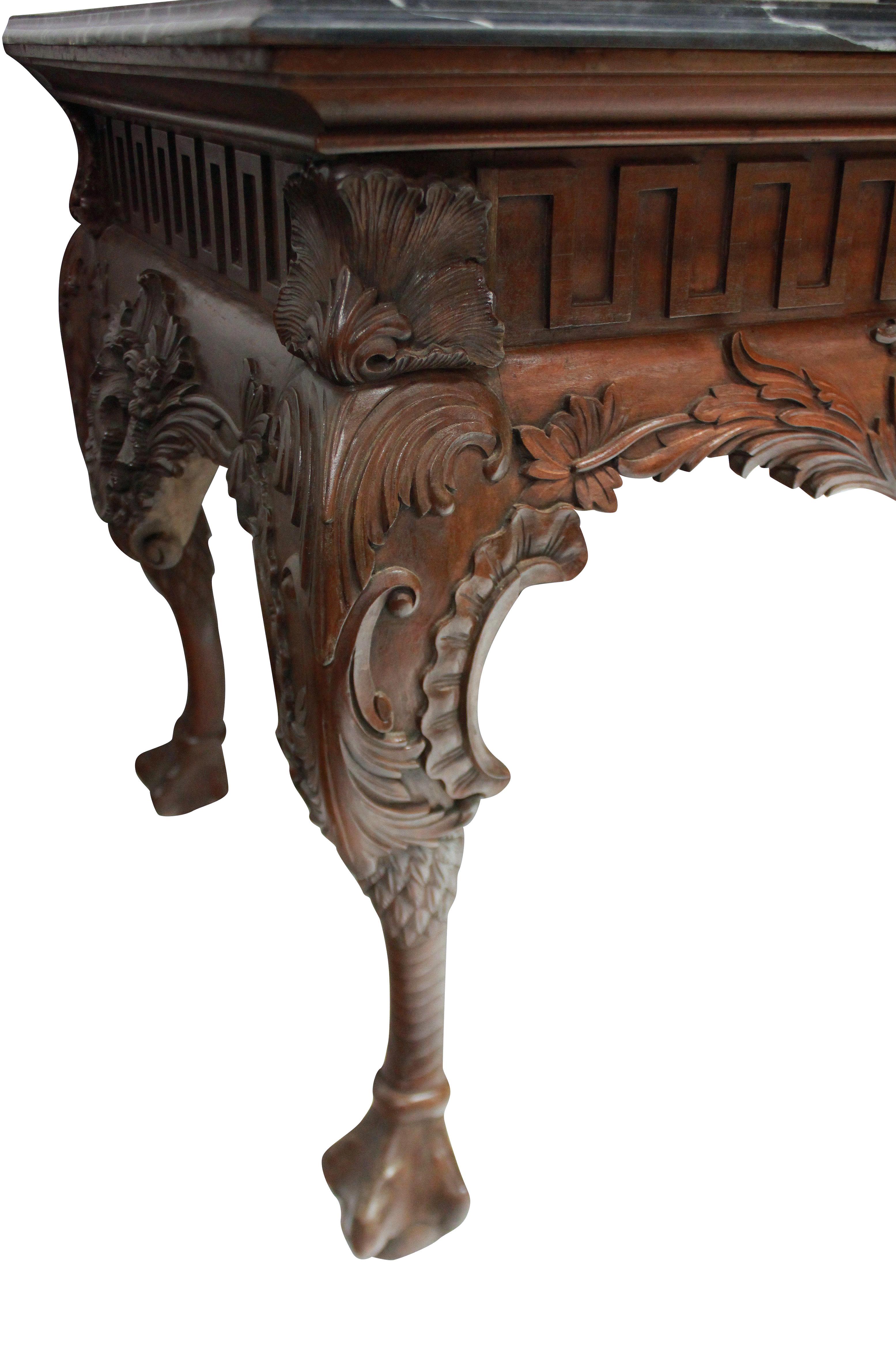 Large English George II Style Carved Mahogany Centre Table For Sale 1