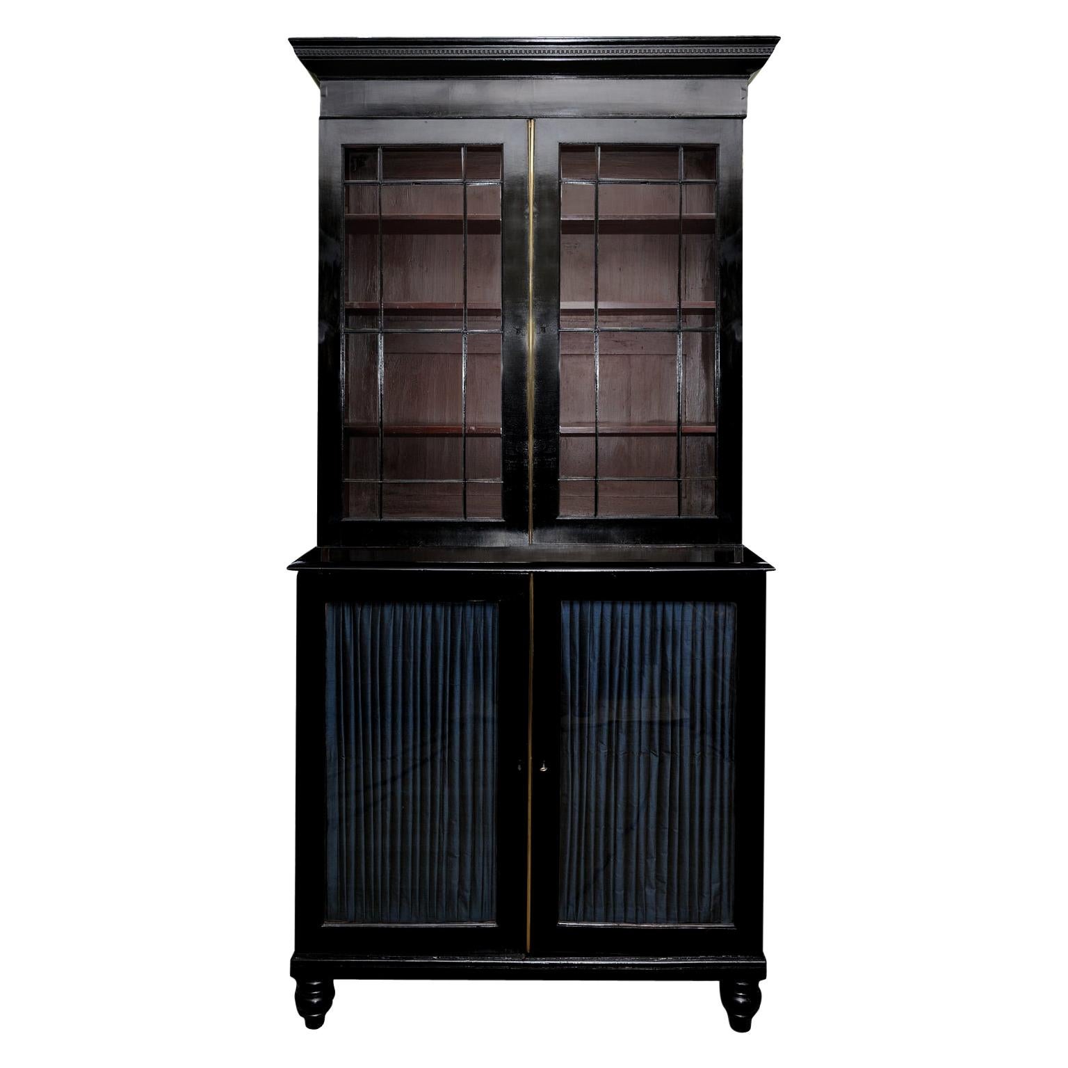 Large English George III Ebonised Library Bookcase, ​circa 1780 For Sale