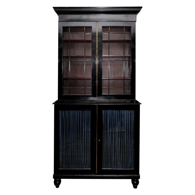 Large English George III Ebonised Library Bookcase, circa 1780 For Sale