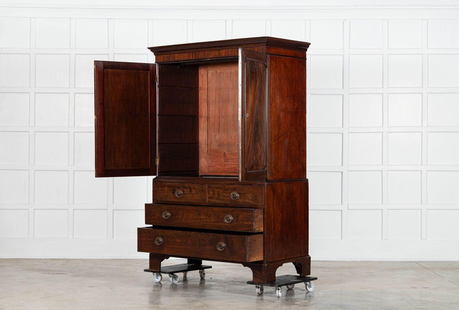 Large English George III Mahogany Linen Press 2