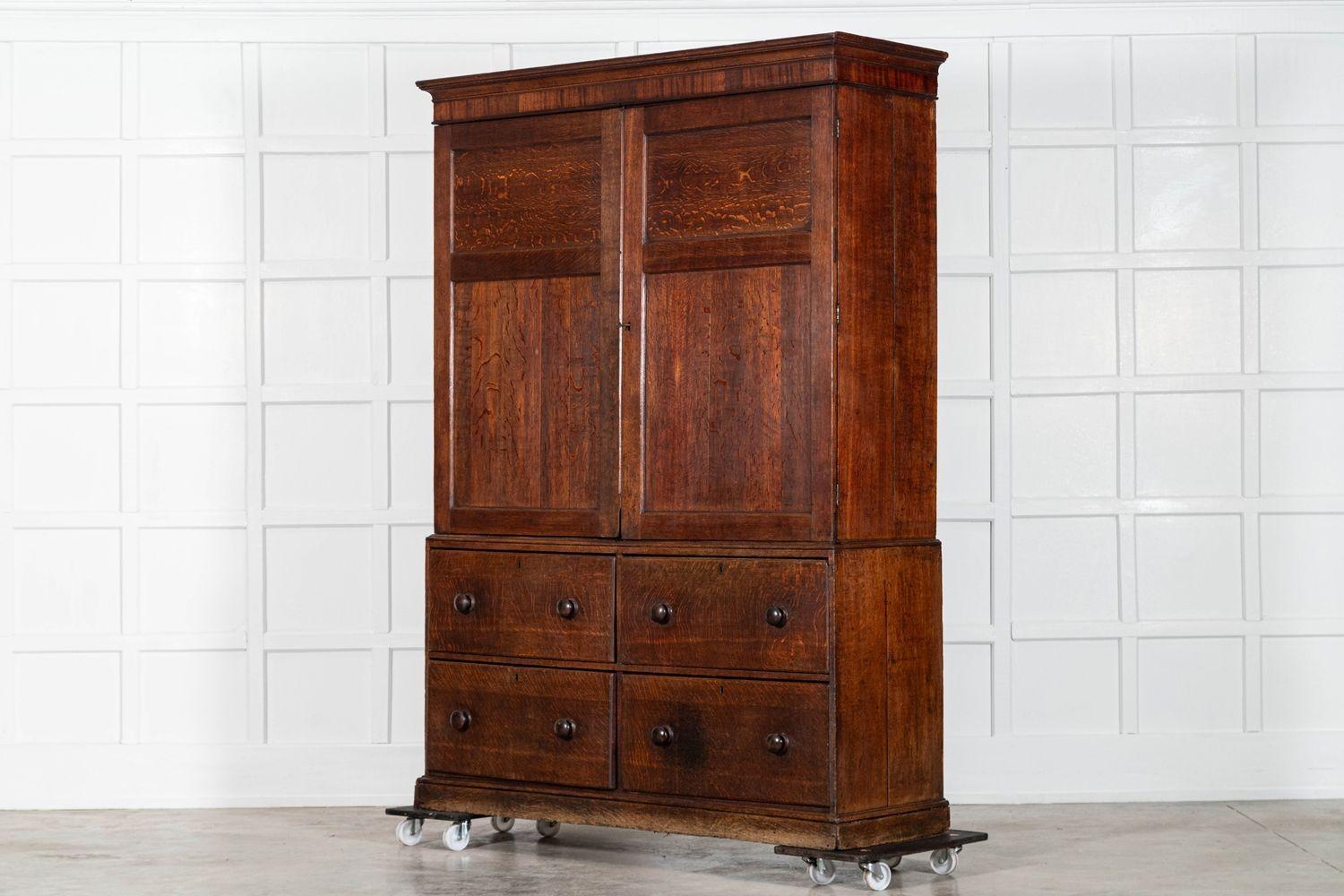 Large English George III Oak Housekeepers Cupboard 1
