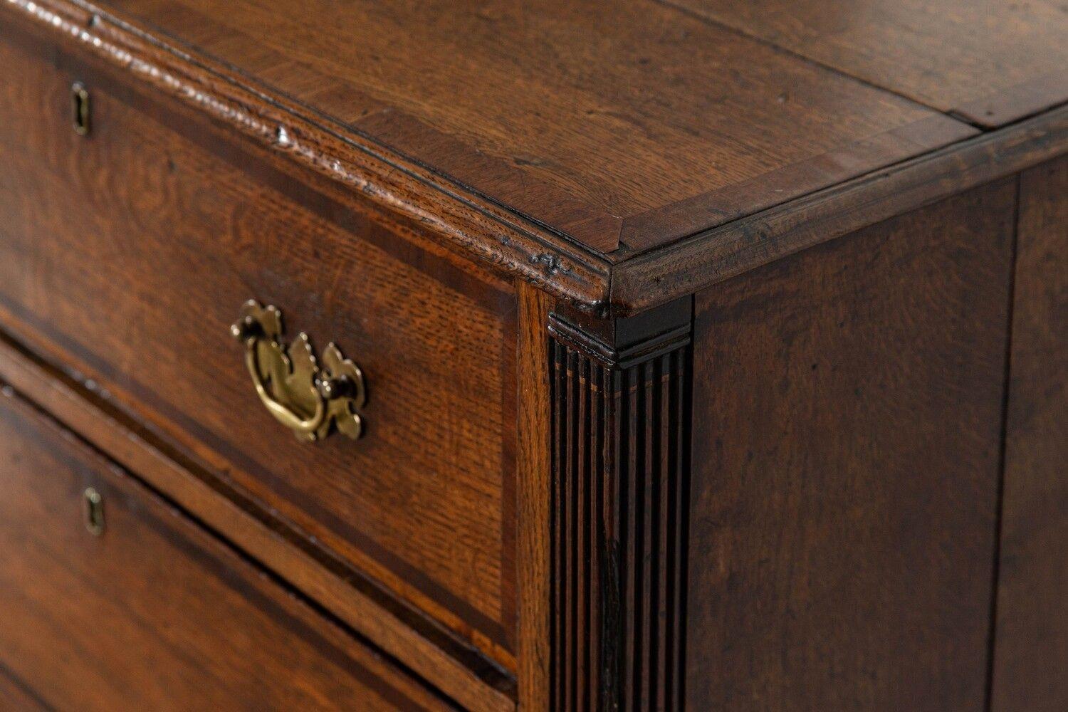Large English George III Oak Inlaid Dresser Base For Sale 10