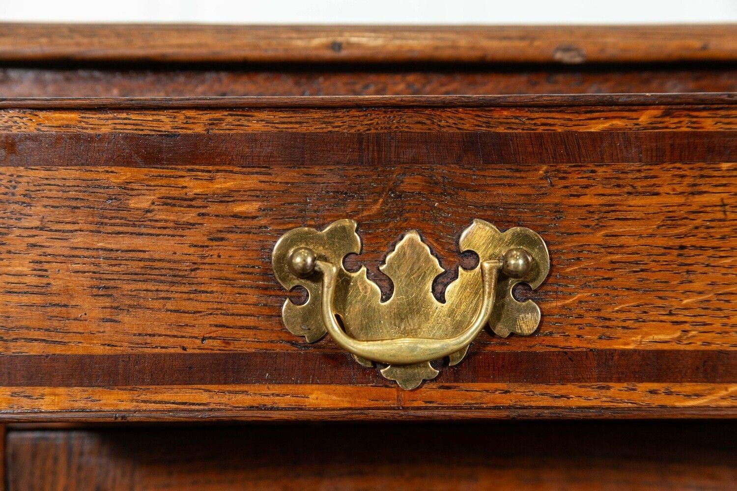 Large English George III Oak Inlaid Dresser Base For Sale 12