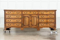 Large English George III Oak & Mahogany Dresser Base