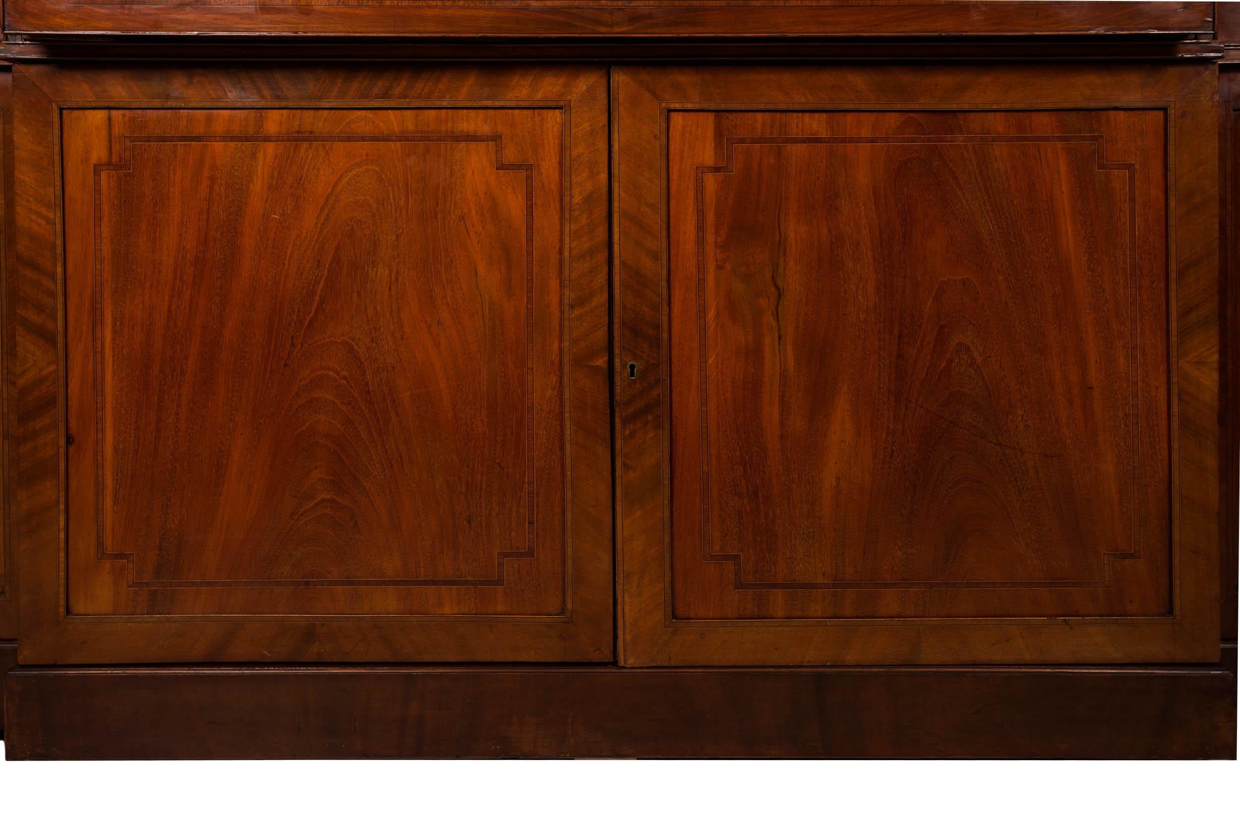 Large English George III Style Antique Mahogany Library Bookcase Breakfront 3