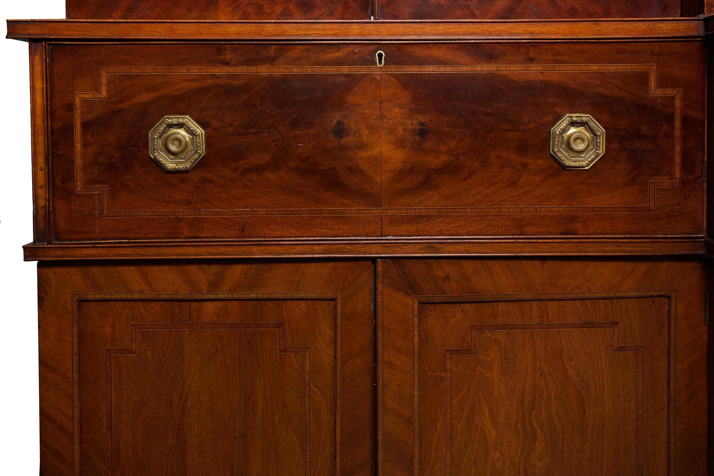 Large English George III Style Antique Mahogany Library Bookcase Breakfront 8