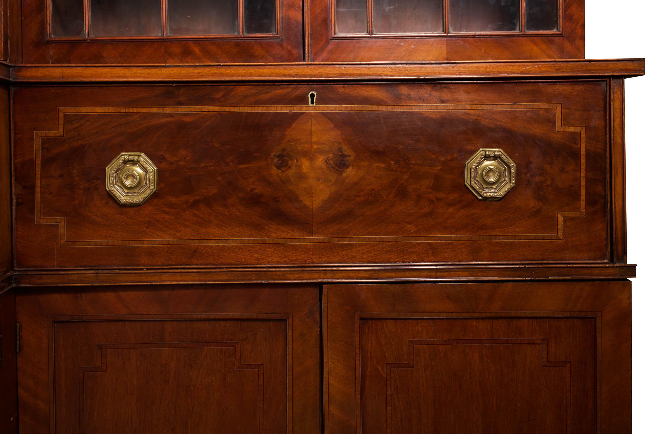 Large English George III Style Antique Mahogany Library Bookcase Breakfront 9